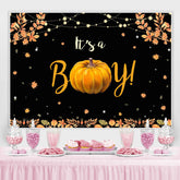 Lofaris Its A Boy Pumpkin and Leaves Backdrop for Baby Shower